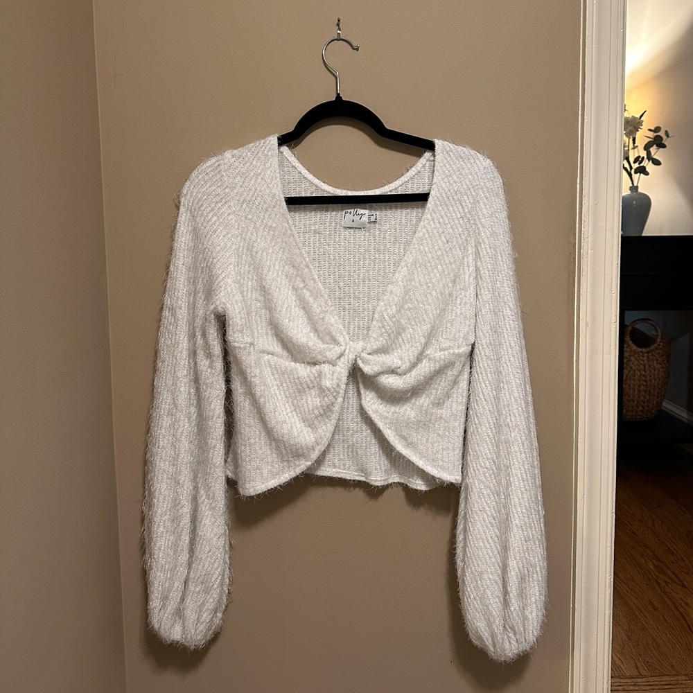 White Knit Cropped Sweater